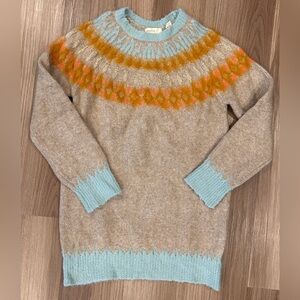 Sleeping on Snow Sweater Fair Isle Tunic Sweater Small Wool Blend Anthropologie